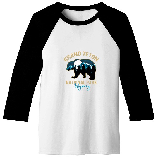Bear Pet Grand Teton National Park Wyoming Bear Silhouette Souvenir Baseball Tees