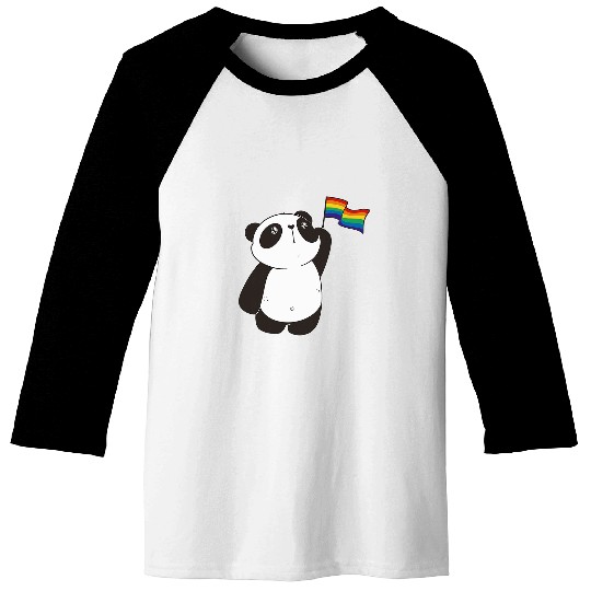 Panda Pet Lovely Panda Waving Rainbow Flag Lgbtq Lgbt Diversity Pride Baseball Tees