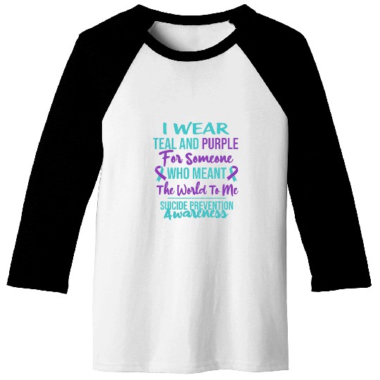 I wear teal purple Ribbon suicides Awareness Semicolon Baseball Tees