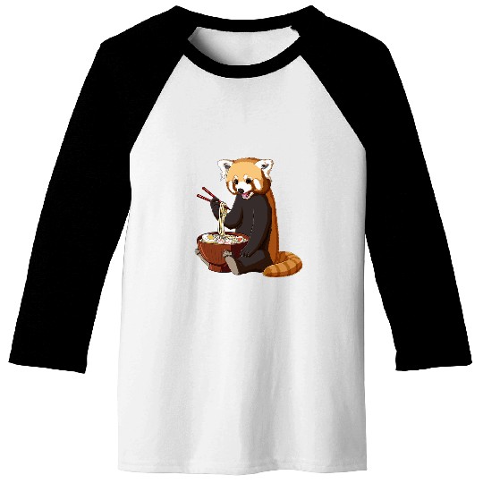 Panda Pet Japanese Noodles Kawaii Ramen Bowl Funny Red Panda Baseball Tees