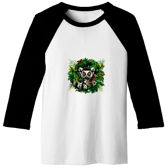 Lemur Pet Nature Drawing Wildlife Animal Art Madagascar Monkey Baseball Tees