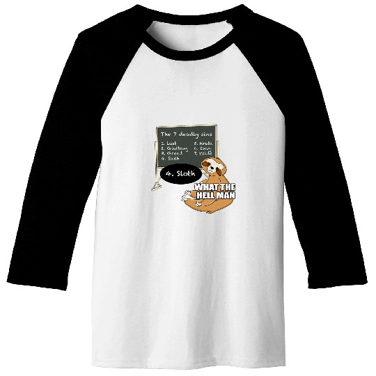 Sloth Pet learns 7 deadly sins funny animal meme Baseball Tees