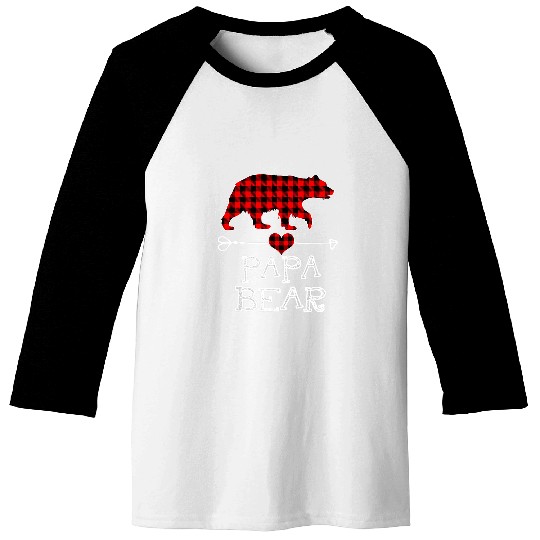 Bear Pet Papa Bear Christmas Pajama Red Plaid Buffalo Matching Family Baseball Tees