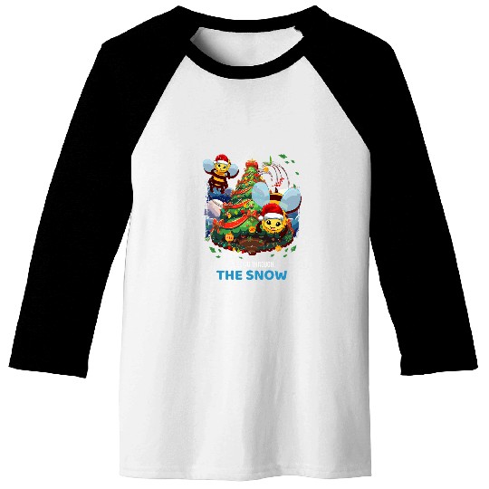 Buzzing Through the Snow Honey Bee Beekeeper XMas Baseball Tees