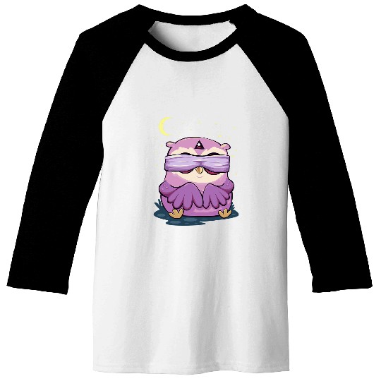 Owl Pet Pastel Goth Kawaii Blindfolded Owl with Third allSeeing Eye Baseball Tees