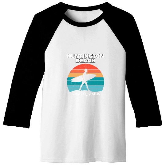 HUNTINGTON BEACH californias SURF vintages SUNSET SURFING Baseball Tees