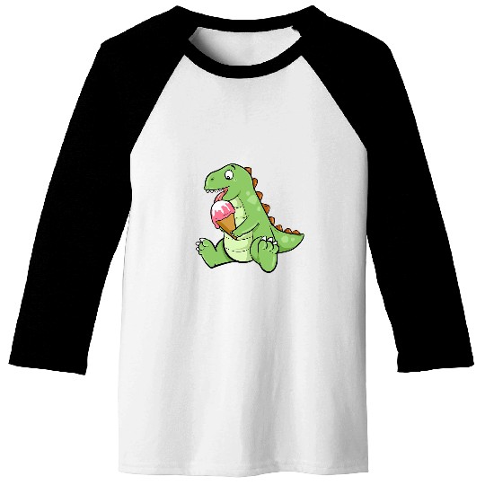 Ice Cream Dinosaur Brontosaurus Delicious Icecream Dino Baseball Tees