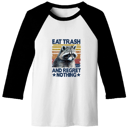 Raccoon Pet Eat Trash And Regret Nothing Watercolor Raccoon Baseball Tees