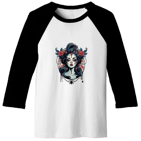 Chicano Girl Mexico Flowers Death Pretty s 9 Baseball Tees
