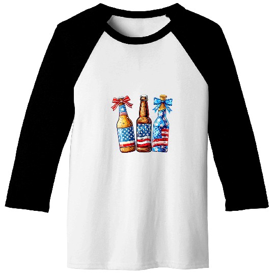 Beer Fun Coquette Bow Beer Bundle Patriotic 4th Of July Baseball Tees