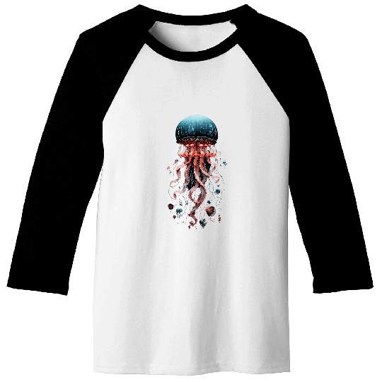 Cool Aqua Jellyfish Ocean Animal Scubas Diving JellyFish Baseball Tees