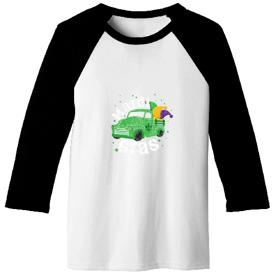 Truck Clown Jester Mardi Festival Parade Beads Mardi Gras Baseball Tees