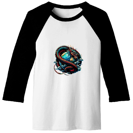 Dragon Pet Wrapped Around Earth Year of Dragon Lunar New Year Baseball Tees