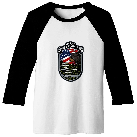 Bear Pet Great Smoky Mountains National Park American Flag Bear Gifts Baseball Tees
