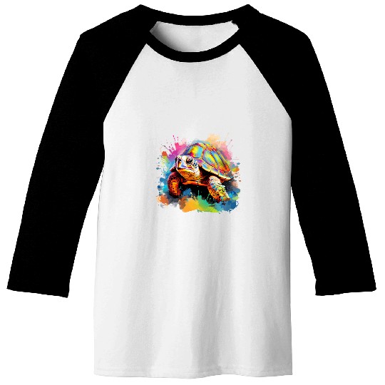 Colorful Splash Art Box Turtle Lover Baseball Tees
