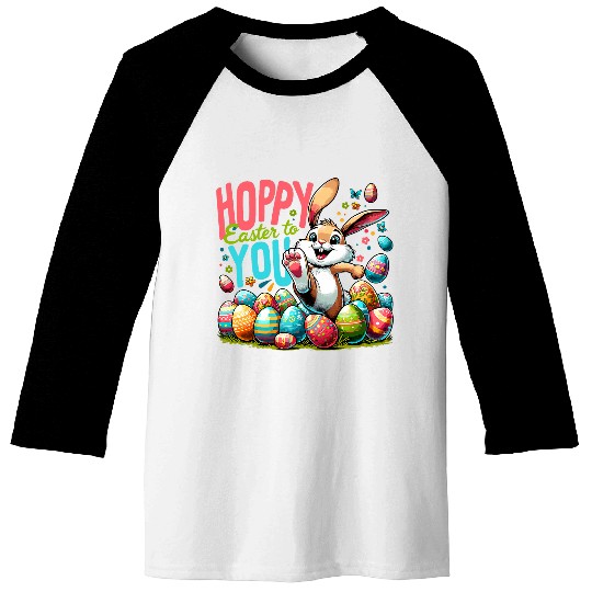 Hoppy Easter Easter Bunny Egg Hunting Baseball Tees