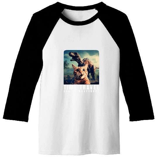 crazys Cat Selfie Run Time Travel Can Be Dangerous Cat Love Baseball Tees