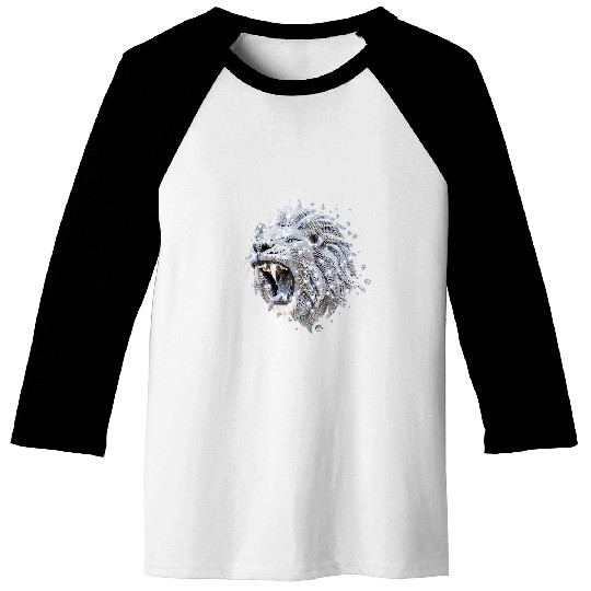 Lion Pet 3D Lion Abstract Art Diamonds Roaring King of the Jungle Baseball Tees