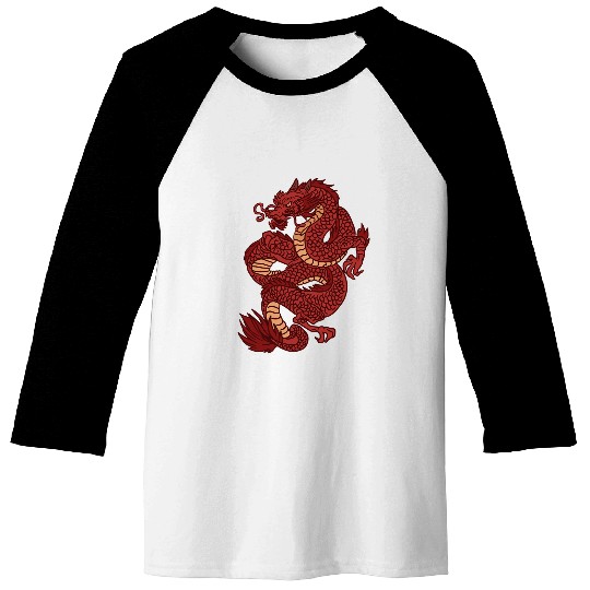 Dragon Pet Chinese Dragon Red Japanese Art Baseball Tees