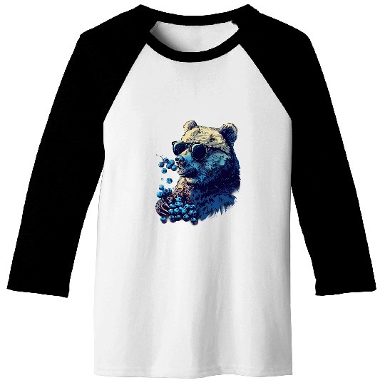 Bear Pet Blueberry Bear Sunglasses Portrait Drawing Blueberry Fruit Baseball Tees