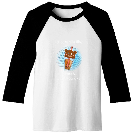 Bear Pet Bobba Tea Bear Funny Bear Lover I Love Bubble Tea Baseball Tees