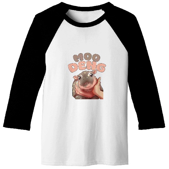 Hippo Pet Moo Deng Baby Pygmy in Thai Picture The Cute Baby Hippo Kids Baseball Tees