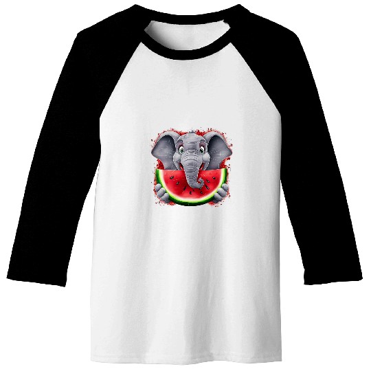 Elephant Pet Watermelon Month July Boys Kids Girls Summer 8 Baseball Tees