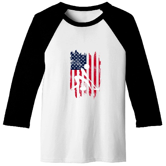 Curling Novelty Sports USA Flag Baseball Tees