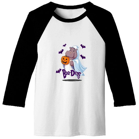 Hippo Pet Moo Deng Cute Baby Pygmy Hippo Funny Moo Deng Halloween 3 Baseball Tees