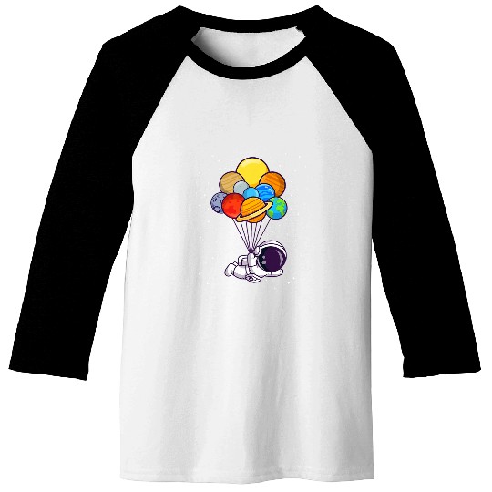 Astronaut Spaceman Balloons Planets Solar System Space Baseball Tees