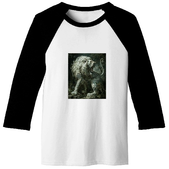 Lion Pet Powerful Strong Victorian Angry Ivory Lion Fantasy Art 1 Baseball Tees