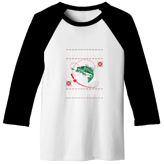 Funny Merry Fishmas Christmas Fishing Fisherman Angler Baseball Tees