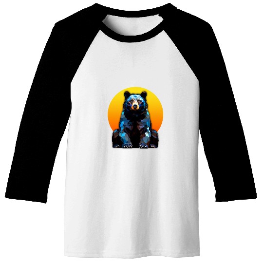 Bear Pet Black Bear Pop Art Colorful Wildlife Illustration Baseball Tees