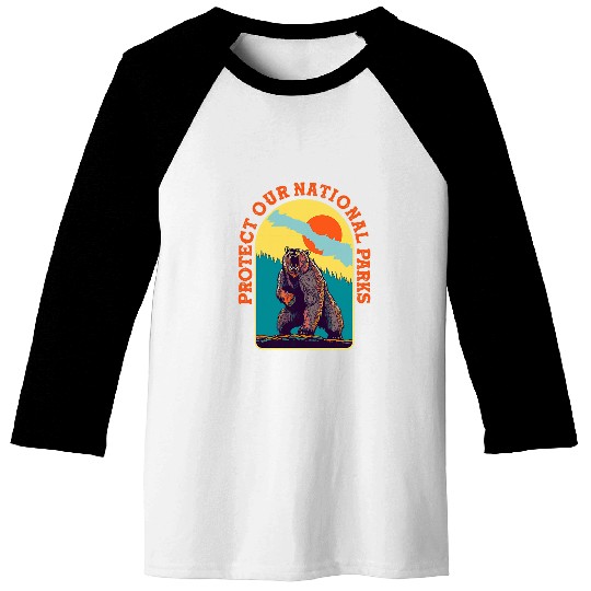 Bear Pet Protect Our National Parks Roaring Grizzly Bear Baseball Tees