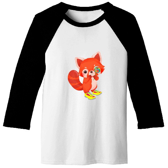 Panda Pet Red Panda Kid In Sneakers With Lollipop School Panda Baseball Tees