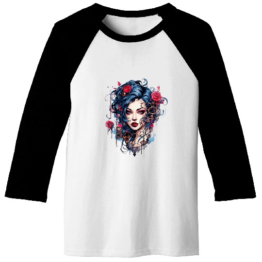 Chicano Girl Mexico Flowers Death Pretty 15 Baseball Tees