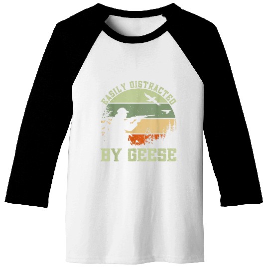 Hunter Waterfowl Distracted By Goose Hunting Baseball Tees