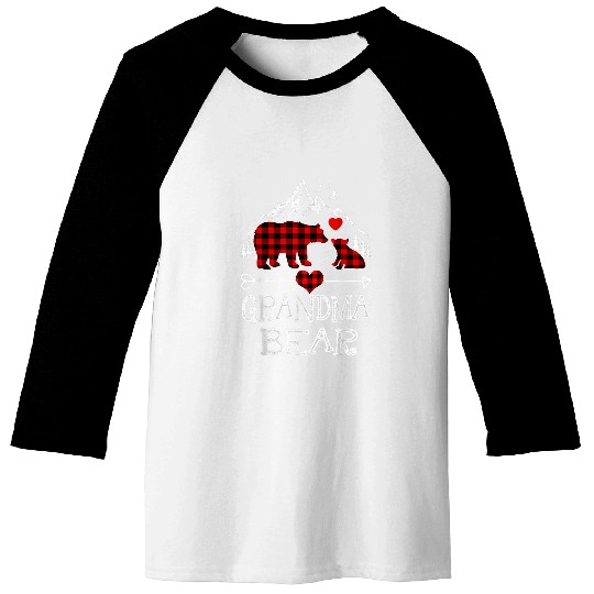 Bear Pet Grandma Bear Red Plaid Gift For Grandma Baseball Tees
