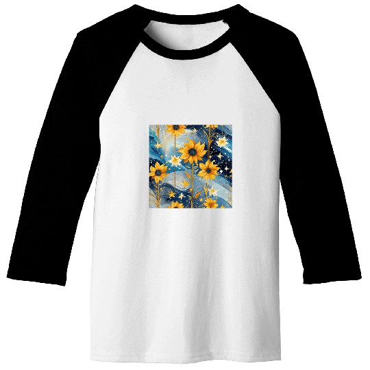 Dreamy Floral Glow Garden Spiritual Peaceful Cosmos Design Baseball Tees