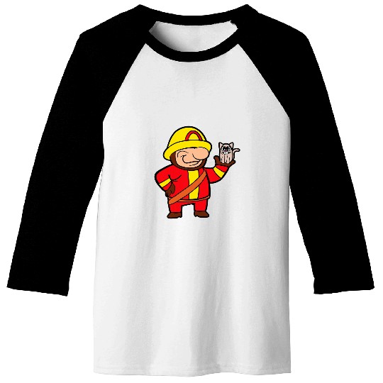 Firefighter Job Cat Firefighter Fireman EMT Rescue First Responder Baseball Tees
