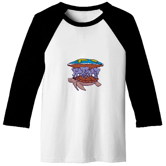 Turtle Pet Flat Earth Turtle Funny Space Conspiracy Theory Baseball Tees