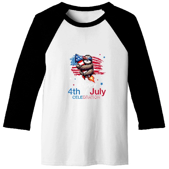 Sloth Pet Red White And Blue Happy 4th Of July Day Celebration Baseball Tees