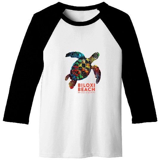 Turtle Pet Biloxi Mississippi Vacation Holiday Retro Sea Turtle 5 Baseball Tees