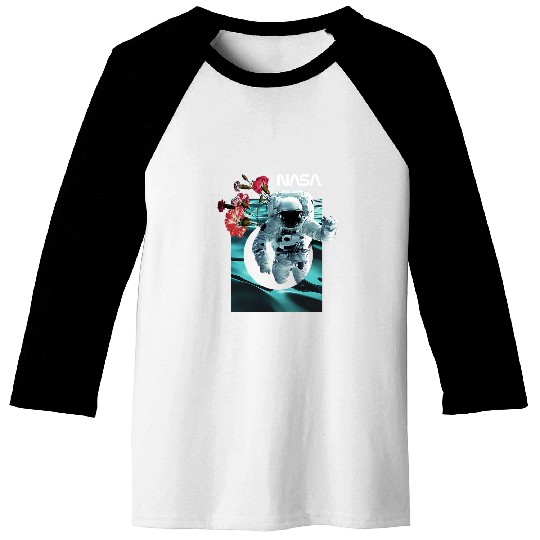NASA Astronaut Space Walk vintages Floral Collage Poster Baseball Tees