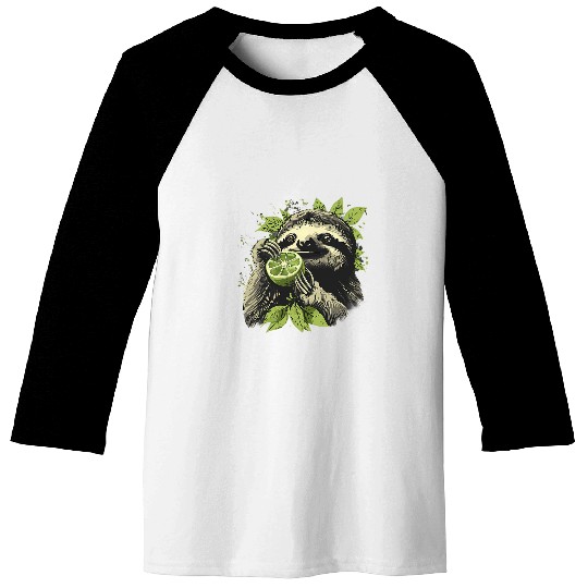 Sloth Pet Lime Sloth Drawing Portrait Animal Art Lime Lover Artwork Baseball Tees