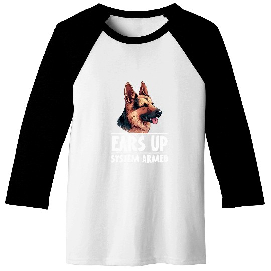 Ears up System armed German Shepherd Cute Dog Baseball Tees