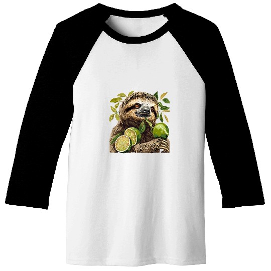 Sloth Pet Lime Sloth Wildlife Animal Art Lime Fruit Nature Sloth Lover Baseball Tees