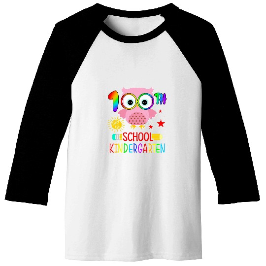 Owl Pet 100 days of Kindergarten Owl 100th day of School Teacher Baseball Tees