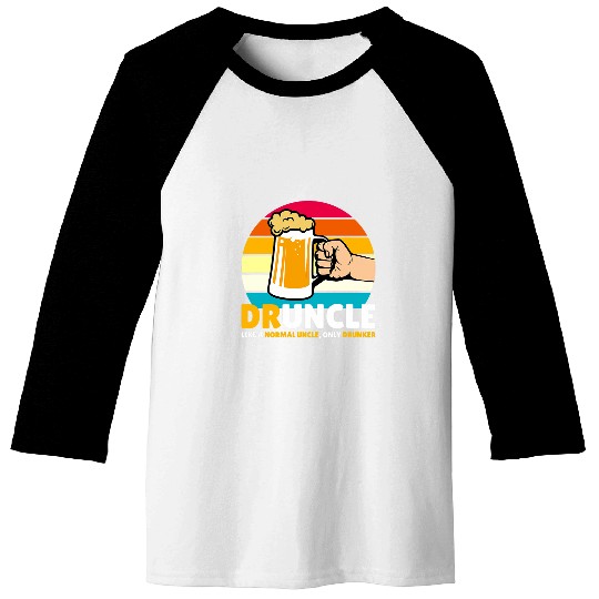 Beer Fun Druncle Funny Saying Retro vintages Beer Drinking Uncle Baseball Tees