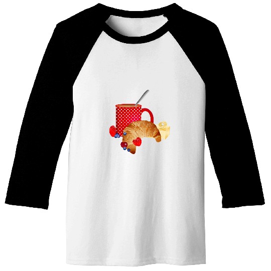 Coffee Fun Breakfast still life with croissant coffee berries 1 Baseball Tees
